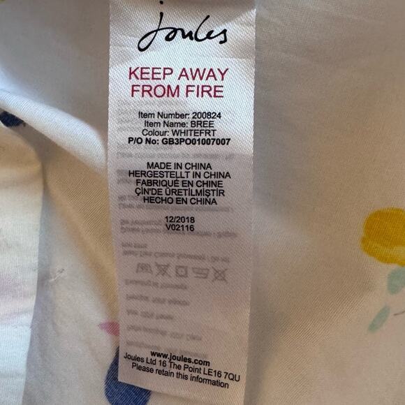 JOULES Girl's Bree Woven Frill Tank Top White Fruit NWT Size 11-12 100% Cotton - Picture 8 of 9